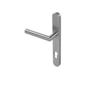 KM078C BLU Mitre Sprung Lever Door Handle 249mm x 32mm Slim Backplate Internal Door Handle Pair for Latch Lock Doors (Satin Stainless Steel)