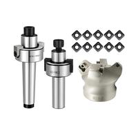 KM12 Milling Cutters Tool 45° KM12 50 CNC Milling Cutter Head SEHT1204 Insert for C12 C16 C20 R8 MT2 MT3 MT4 FMB22 Tools Holder(KM12-50-10PCS,C16-FMB22)
