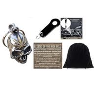 KMA Est. 2005 THE RIDE BELL Gold Leaf Skull w Black Hanger Motorcycle Lucky Charm Biker Luck Gift