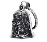 KMA Est. 2005 THE RIDE BELL St. Christopher Guardian Angel For ALL Motorcycles Lucky Charm Biker Luck Gift of Love & Protection, Silver, S