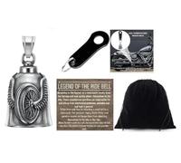 KMA Est. 2005 THE RIDE BELL Winged MC Wheel w Black Hanger Motorcycle Lucky Charm Biker Luck Gift