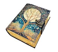 KMAAC Large Grimoire Tree of Life Leather Journal 400 pages Notebook Vintage Journal for Women & Men - Book of Shadows - Lock Closure Deckle Paper Witch Spell Books 7x5 Inch