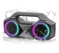 KMAG Bluetooth Speaker Wireless, 80W Loud Speaker with Deeper Bass, IPX7 Waterproof, 20H Playtime, Cool Lights, TWS, Portable Speaker for Home, Outdoor, Workshop, Party, Gift for All (Sliver)