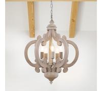 KMaiPem Farmhouse Chandelier, 5-Light Vintage Rustic Chandeliers Ceiling Light, Adjustable Modern French Pendant Light for Living Room Bedroom Kitchen Hallway Dining Room, Yellow Antique Grey Finish