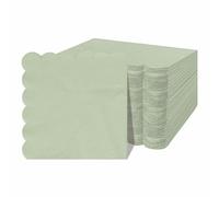 KMAKII 100 Pcs 2-Ply Cocktail Napkins, Scalloped Sage Green Napkins Disposable Dinner Napkins for Wedding Baby Shower Birthday, 10 x 10 Inch