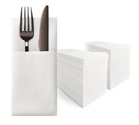 KMAKII Disposble Cloth Like Napkins,Pocket Napkins,Paper Dinner Napkins,Wedding Party White Napkin,Linen Feel Napkin,40×40cm,White 100 Count