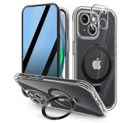 KMAMBAG [Built-in Anti Peep Screen Protector & Invisible Magnetic Kickstand] Privacy Case for iPhone 13 [Integrated Lens Protection] [Compatible with MagSafe] Full-Body Drop Proof Phone Case - Black
