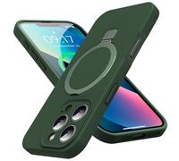 KMAMBAG Compatible with iPhone 16 Pro Case, Compatible with MagSafe, Shockproof Magnetic Silicone Case for iPhone 16 Pro,[Military Grade Protection] [2 Pack Screen Protectors], Pine Green