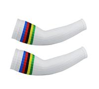 KMayVIEW Km Aero Bike Arm Cover Cuff Cycling Sleeves UV Stripe Running SunscreenSun Bicycle Sleeves Leg Sport Cycling Outdoor Arm Warmer (Color : White, Size : L)