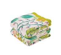 KMBFWU Boho Throw Blanket, 80"x90" Soft Cozy Muslin Quilt Blanket for Bed Decor, 100% Cotton Floral Patterned Couch Sofa Chair Cover, Reversible Vintage Farmhouse Cottage Tapestry Woven Blanket