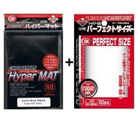 KMC 80 Hyper Mat Black + 100 Perfect Size Sleeves - Standard Card Sleeves - 3 x 4-63.5 x 88