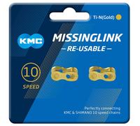 KMC Bicycle Cycle MissingLink 10R EPT Re-Useable Joining Links Gold - Pack Of 2