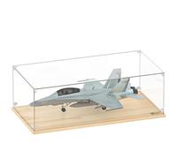 KMC Display Case - Clear Acrylic Case with Wooden Base for Memorabilia Collectibles Football Action Figures Toy and Model - Stackable and Durable (24x12x8inch)
