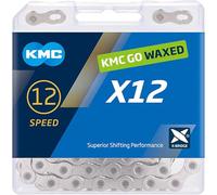 KMC Pre-Waxed 12-Speed X12 High-Performance Bicycle Chain, Silver | Compatible with Shimano, and Campagnolo 12-speed systems for smooth running MTB, road cycling, gravel, and cyclocross riding