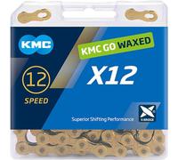 KMC | Wax X12 Bicycle Chain 12-Speed | Mountain Bike/Road/Gravel | 12 Speed Chain: Shimano, SRAM, Campagnolo Compatible | 126 Links, Missing Link Included | Ti Gold