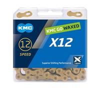 KMC | Wax X12 Bicycle Chain 12-Speed | Mountain Bike/Road/Gravel | 12 Speed Chain: Shimano, SRAM, Campagnolo Compatible | 126 Links, Missing Link Included | Ti Gold