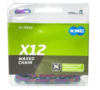 KMC X12 Waxed 12-Speed Chain, 126 Links, Aurora Blue
