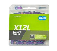 KMC X12L Waxed Chain - 12-Speed Lightweight Chain with GO Wax Treatment, Double X-Bridge, Hollow Pins & MissingLink - Compatible with Shimano & Campagnolo 12-Speed - Aurora Blue