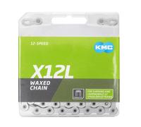 KMC X12L Waxed Chain - 12-Speed Lightweight Chain with GO Wax Treatment, Double X-Bridge, Hollow Pins & MissingLink - Compatible with Shimano & Campagnolo 12-Speed - Silver