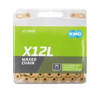 KMC X12L Waxed Chain - 12-Speed Lightweight Chain with GO Wax Treatment, Double X-Bridge, Hollow Pins & MissingLink - Compatible with Shimano & Campagnolo 12-Speed - Ti-N Gold