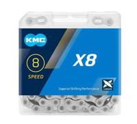 KMC X8 Chain 8S 114 Silver Links - Grey