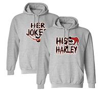 KMCOJIA Joker Matching Couple Hoodie,Long Sleeve Thick His & Hers Pullover Hooded Sweatshirt with Pocket(Pack of 1) Harley-Grey-XL
