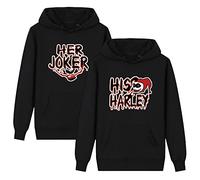 KMCOJIA Joker Matching Couple Hoodie,Pure Cotton Long Sleeve His & Hers Pullover Hooded Sweatshirt with Pocket(Pack of 1) Joker-Black-2XL
