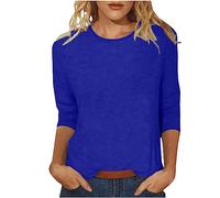 Kmdwqf Black Bikini Tops for Women UK Balloon Sleeve Blouse Mum Birthday Gifts Exercise Women's T Shirt Solid Color Round Neck Slim Seven Point Sleeve Top Outlet Clearance UK