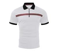 Kmdwqf Gentleman Butterfly Tops Size 18 White Blouse Size 10 Retirement Gifts for Men Active Workout Male Spring Summer Mesh Short Sleeve Top Solid Color Striped Zipper Lapel Top Clearance Bargains
