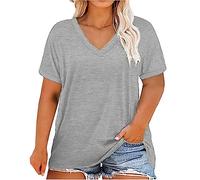 Kmdwqf Ladies 3/4 Sleeve Cotton Tops Winter Blouses for Women Thick Gifts for Women Birthday Unique Sports Yoga Women's Fashion Solid Color Short Sleeved V Neck Tops Outlet Clearance UK