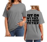 Kmdwqf Ladies Long Exercise Tops Mauve Blouse Personalised Teacher Gifts Fishing Ski Sit On My Face We Need to Talk Women's Letter Print Round Neck Short Sleeve T Shirt Top Sale Clearance Items