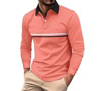 Kmdwqf Ladys Short Sleeve Tops Mens Blouses Shirts Teachers Thank You Gifts Back to School Season Fashionable and Casual Men's Lapel Striped Colorful Long Sleeved Top Mens Clothes Sale Clearance Red