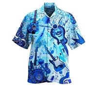 Kmdwqf Men's Spring/Summer Fashion Casual Sports Party Beach Loose Print Short Sleeved Shirt Blue Tops for Men UK Embellished Blouse Retirement Gifts for Men Formal Bargains of The Day Sale