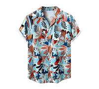 Kmdwqf Mens Summer Fashion Casual Print Seaside Beach T Shirt Shirt Short Sleeve Shirt Christmas V Neck Tops for Men Blue with Black Blouse Gifts for Boys Sports Yoga Sale Clearance Items