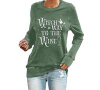 Kmdwqf Plus Size Blouse Witch Way To The Wine Shirt Halloween Witch Sweatshirt Halloween Wine Shirt Wine Drinker Gift Halloween Shirts Womens Clothes Sale Clearance
