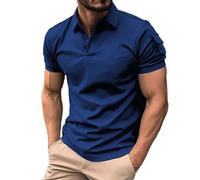 Kmdwqf Polo Shirts for Men Adult Men's Fashion Spring and Summer Casual Short Sleeved Buttons Lapel Solid Color Short Sleeved T Shirt Tops Warehouse Clearance Bargains Sale