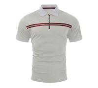 Kmdwqf Short Sleeve Tunic Tops for Men High Neck Blouse Christening Gifts for Boys Athletic Workout Male Spring Summer Mesh Short Sleeve Top Solid Color Striped Zipper Lapel Top Sale Clearance Items