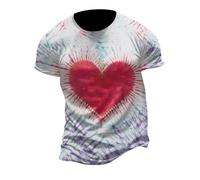 Kmdwqf Spring Casual Tops for Men UK Green Blouses for Gentleman Thank You Teacher Gifts Climbing Men's Tie Dye Pattern Printed Slim Fitting Pullover Short Sleeved T Shirt Clearance Bargains
