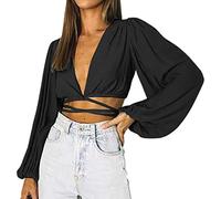 Kmdwqf Square Neck Blouse Ladies Solid Color Crop Tops Bra Top Femme for Plus Size Bra Casual Design Long Sleeve Sexy Blouse Tops for Girls Women Lady Sale Promotion