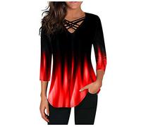 Kmdwqf Vest Tops Women UK Multipack Lace Blouses for Women UK 70Th Birthday Gifts for Women Hiking Fishing Ski Women’s Blouse V Neck Party Basic Tops Shirt Outlet Clearance UK