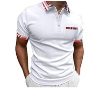 Kmdwqf White Tunic Tops for Men UK Mens 3/4 Sleeve Blouses Gifts for Dad Travel Essentials Men Male Spring Summer Button Short Sleeve Top Plaid Lapel Print T Shirt Sale Clearance Items Under 5 Pounds