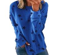 Kmdwqf Women Gothic Vest Tops Crepe Blouse Gifts for Mum Formal Autumn and Winter European and American Loose Large Size Long Sleeved T Shirt Star Print Sweater Bargains of The Day Sale