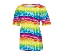 Kmdwqf Womens Chest Pleated Tops Long Sleeve Blouse Teachers Thank You Gifts Holiday Essentials Ladies 2024 Summer New Gradient Tie Dye Printing Trend Women's Short Sleeves Sale Clearance