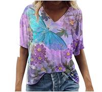 Kmdwqf Xmas Tops Women Plus Size O Neck Blouse 70Th Birthday Gifts for Women Sports Scenic Tops Fashion T Shirt Plus Round Flowers Size Printing Women's Neck Casual Women's Blouse Sale Clearance