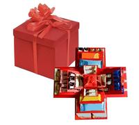 KMDZDZGS 5-Layer Explosion Gift Box, DIY Creative Exploding Gift Box, Candy Box, Handmade Surprise Box for Christmas Anniversary Birthday Valentine's Day and Wedding (Red)