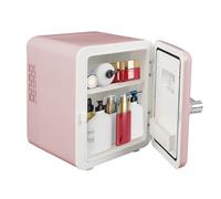 KMDZDZGS Car refrigerator, Mini Fridge 4L, Portable Fridge with Cooling and Heating, Travel Fridge for 6 Drink Cans/Skin Care Products, 12V/220V, Mini Fridge Suitable for Bedroom, Car, Office (Pink)