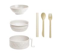 KMDZDZGS Instant Noodle Bowl Set, 1200ml Ramen Bowl with Lid, Microwave Soup Mug with Handles, Chopsticks, Spoon, Ramen Bowl Set, Portable Ramen Bowl Cooker for Dorm, Home,Office (Beige)