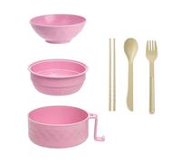KMDZDZGS Instant Noodle Bowl Set, 1200ml Ramen Bowl with Lid, Microwave Soup Mug with Handles, Chopsticks, Spoon, Ramen Bowl Set, Portable Ramen Bowl Cooker for Dorm, Home,Office (Pink)