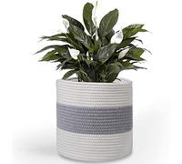 KMERCE Indoor Plant Basket, Woven Flower Pot, Cotton Rope Plant Pot Cover, Indoor Decoration Storage Basket for Toys Clothes Diameter 20 cm