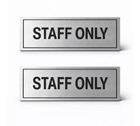 KMF SUPPLIES Staff Only Sign, Silver Effect, Self Adhesive, 190 x 80 mm, Set of 2